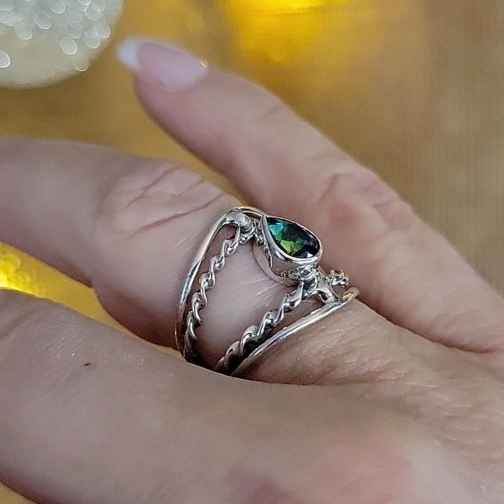 MYSTIC TOPAZ TWISTED STERLING RING - Picture 8 of 11